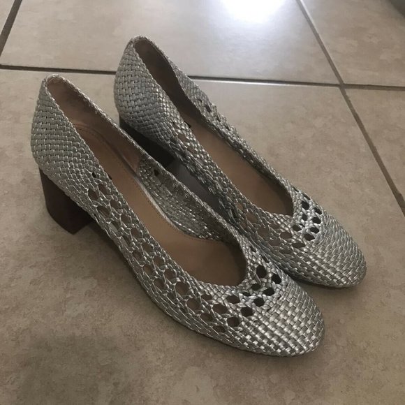 Mango Shoes - Mango woven silver pumps, mid heel EU size 37